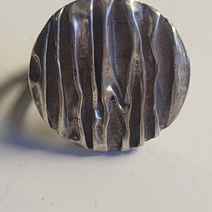 Modernist, Brutalist 925 Sterling Ring, large 1" Circular plate